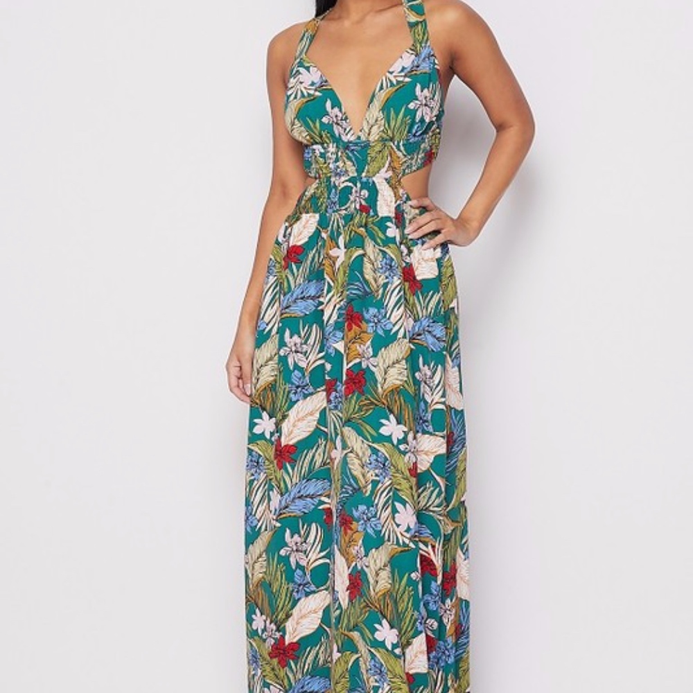 💐Host Pick💃GREEN FLORAL PRINTED DRESS